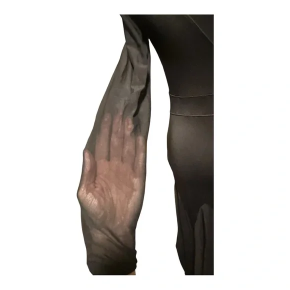 Dance & Sway Black Ballroom Dance Dress Size Large Full Skirt Sheer Long Sleeve - Picture 9 of 15